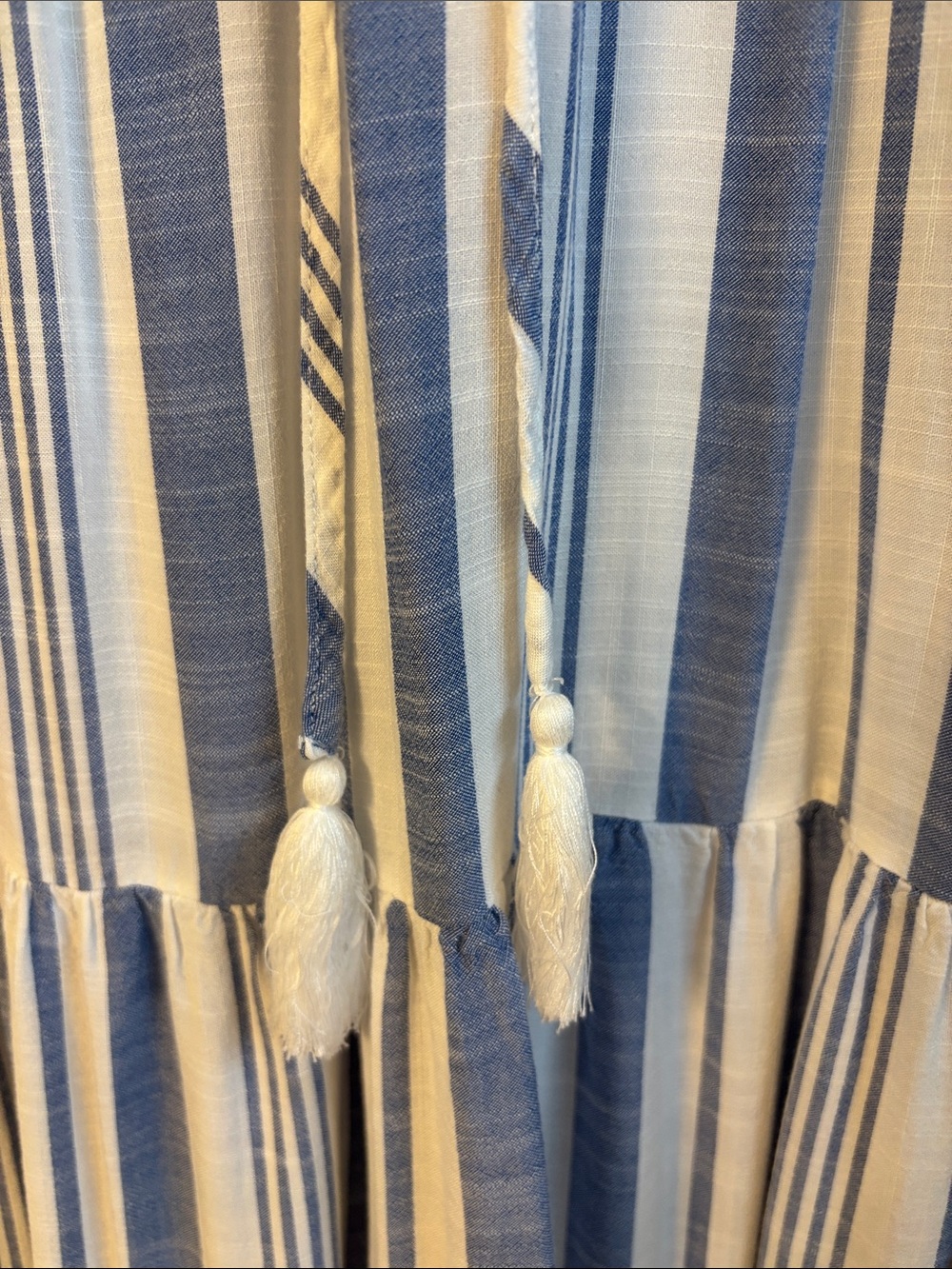 blue island Blue and White Vertical Stripe Maxi Tiered Dress Coverup - Picture 5 of 8